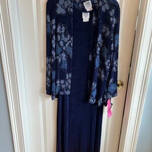 R&M Richards Navy Floral Dress Set
